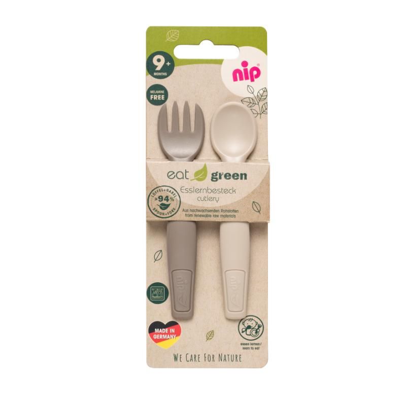 Nip - Spoon & Fork  Eco-Friendly Cutlery Set 2pcs - Grey