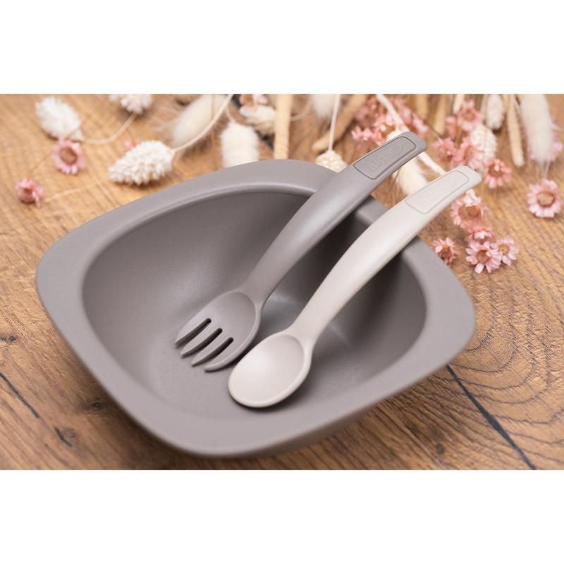 Nip - Spoon & Fork  Eco-Friendly Cutlery Set 2pcs - Grey