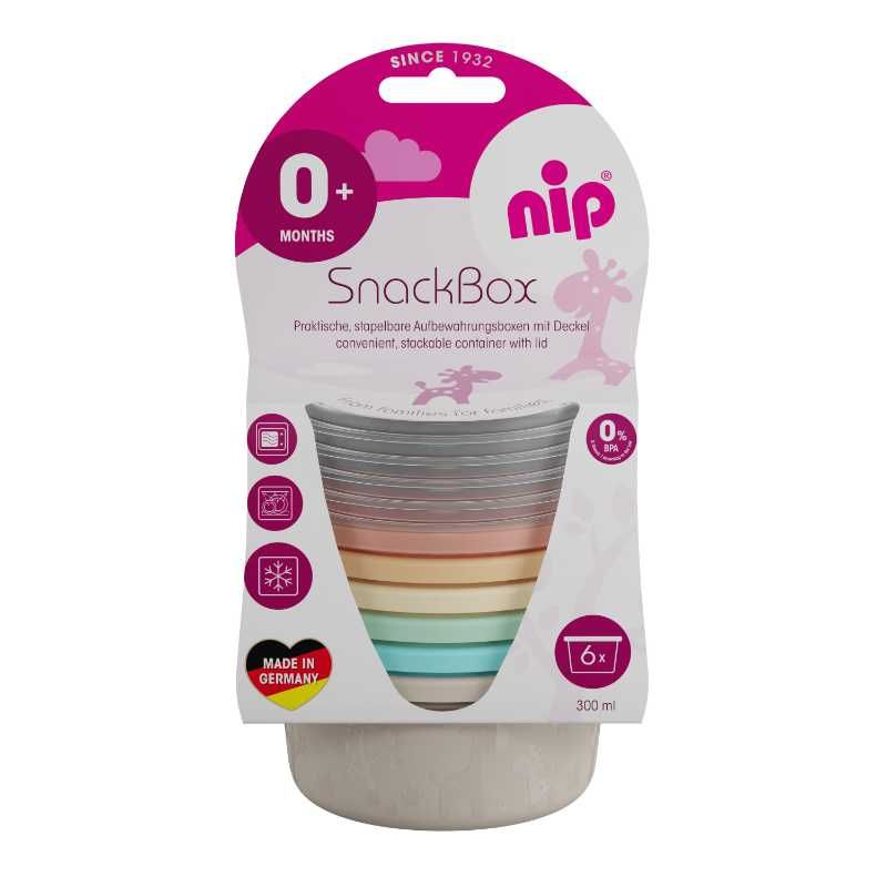 Nip - Stackable Baby Food Storage Snackbox - 6pcs - Pastel