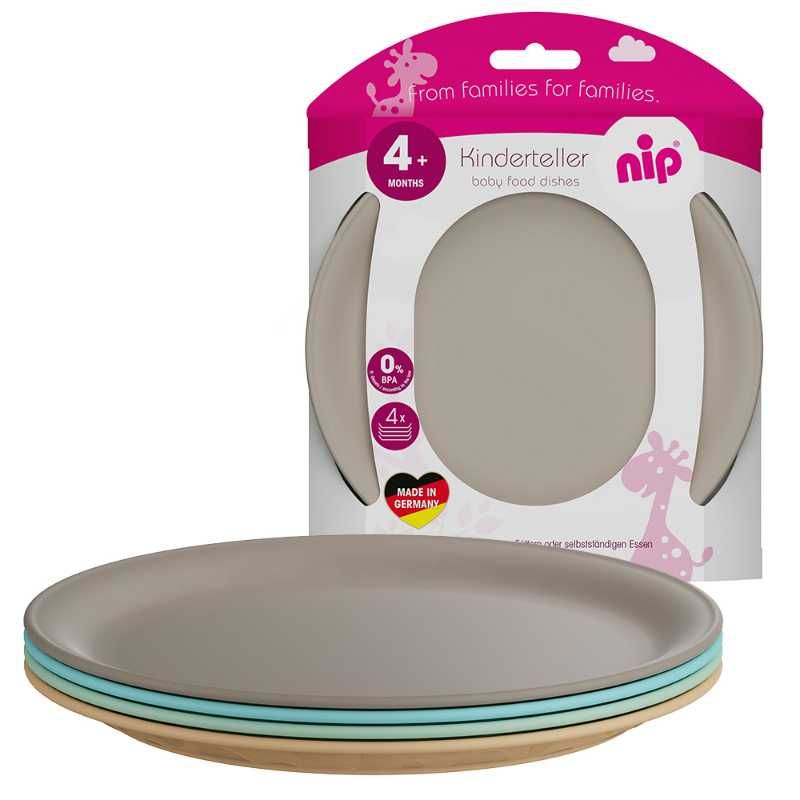 Nip - Baby Food Dishes Plates - 4pcs - Pastel