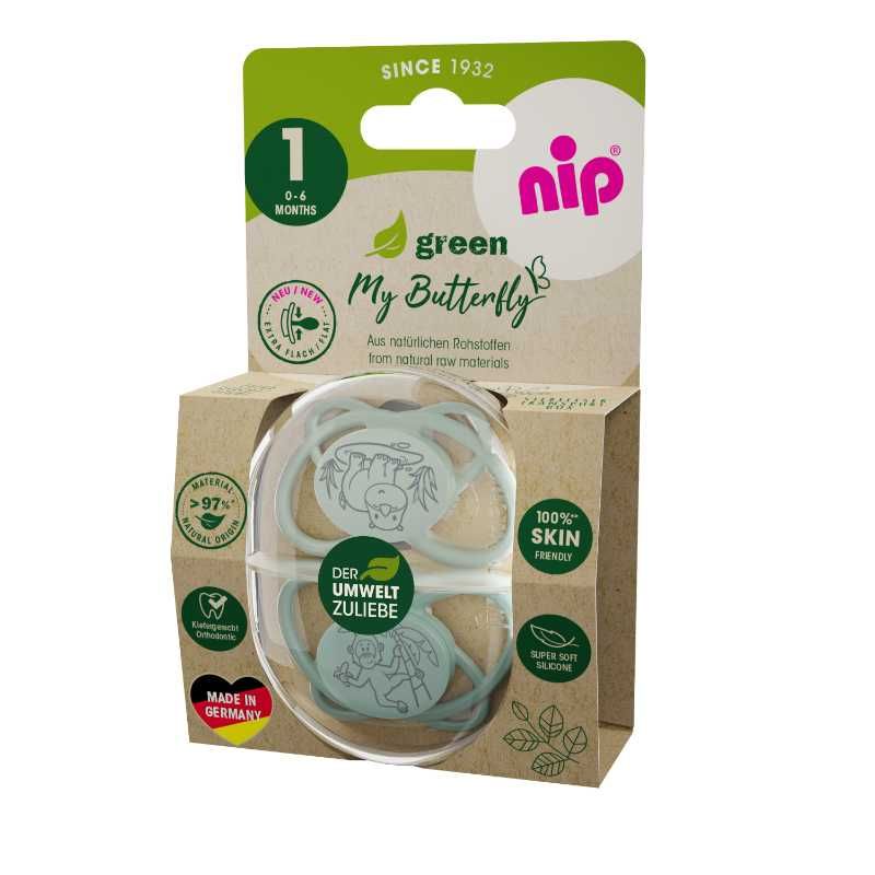 Nip - Butterfly Soother With Sterilizer Box - 0-6M - 2pcs - Turquoise/Grey