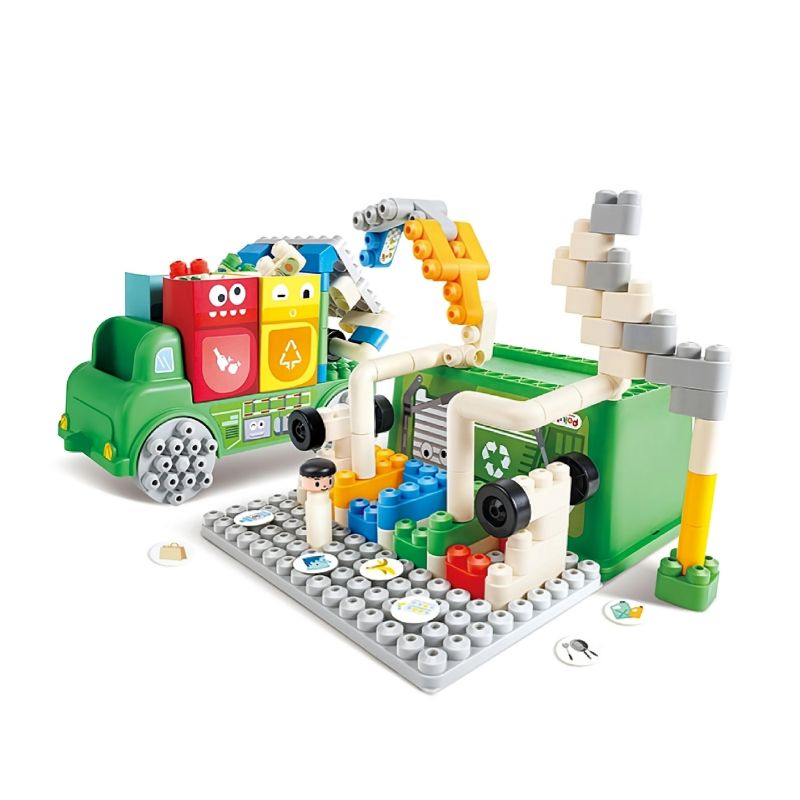 Hape - Poly M Garbage Sorting Truck Playset - 101 pcs