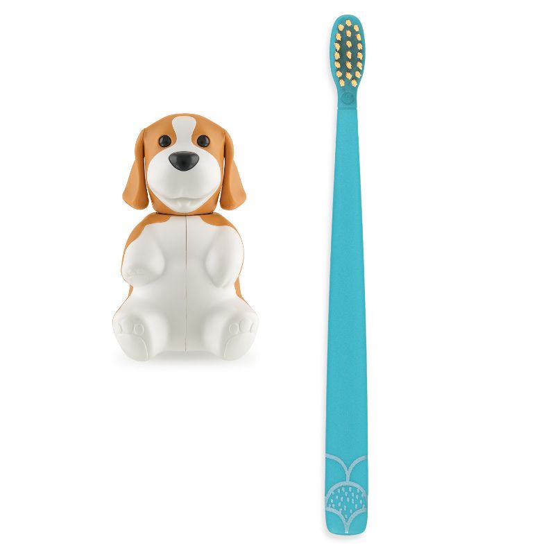 Flipper - Dental Care Pack - Toothbrush With Toothbrush Cover & Toothpaste Tube Squeezer - Beagle & Bluey Whale