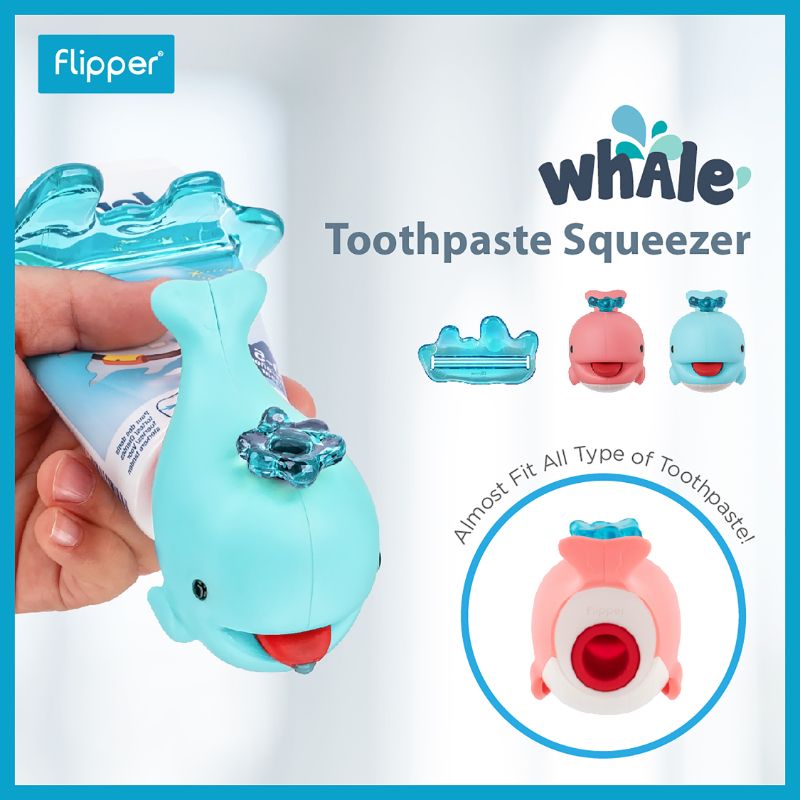 Flipper - Dental Care Pack - Toothbrush With Toothbrush Cover & Toothpaste Tube Squeezer - Beagle & Bluey Whale