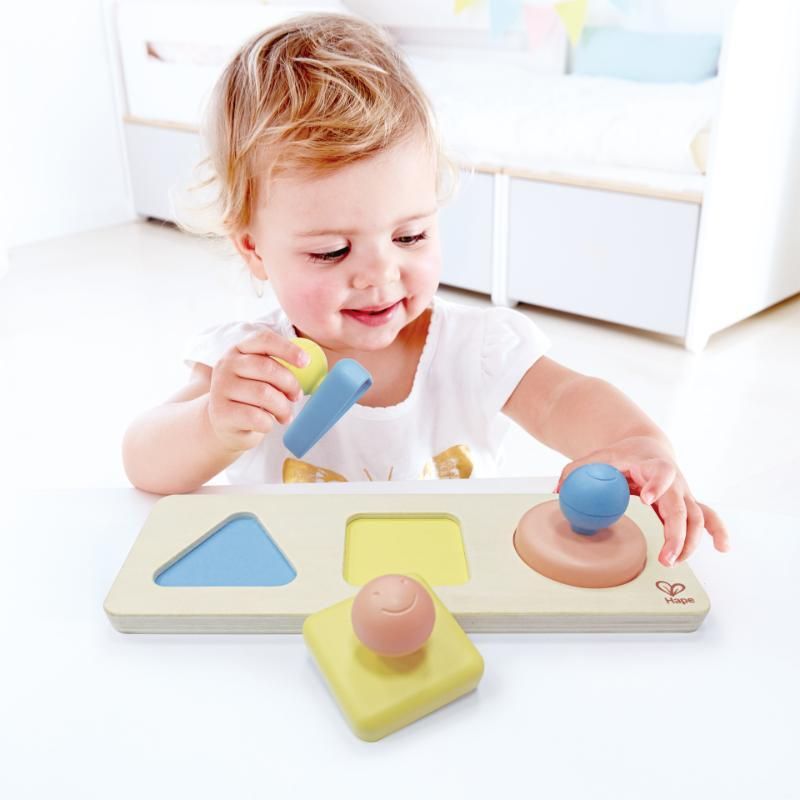 Hape - Wooden Montessori Mirror Shape Puzzle - 3pcs