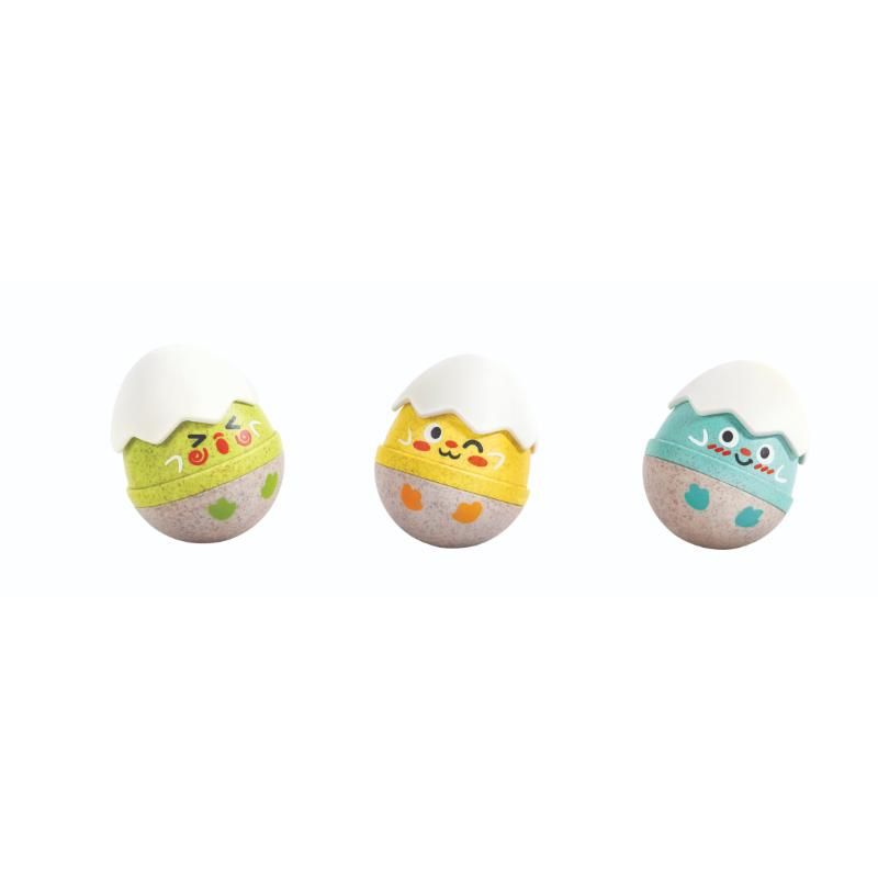 Hape - Happy Hatchlings Wobble Egg Musical Rattles - 3pcs