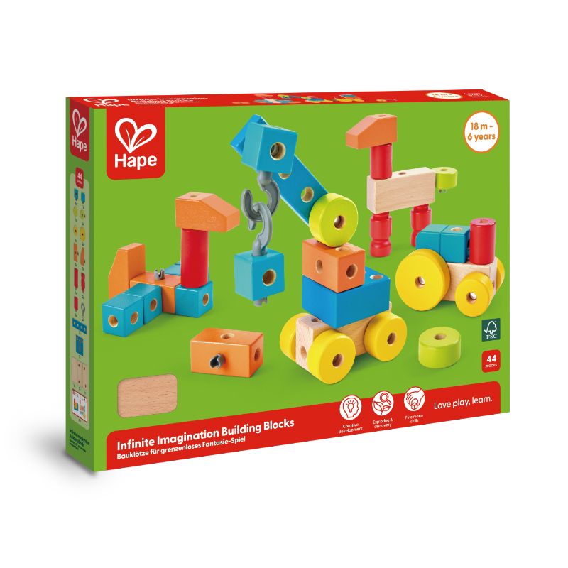 Hape - Infinite Imagination Building Wooden Blocks With Cards - 44 Pcs