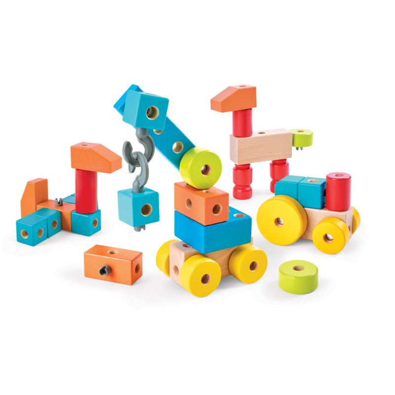 Hape - Infinite Imagination Building Wooden Blocks With Cards - 44 Pcs