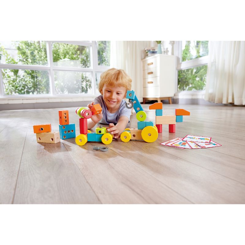 Hape - Infinite Imagination Building Wooden Blocks With Cards - 44 Pcs