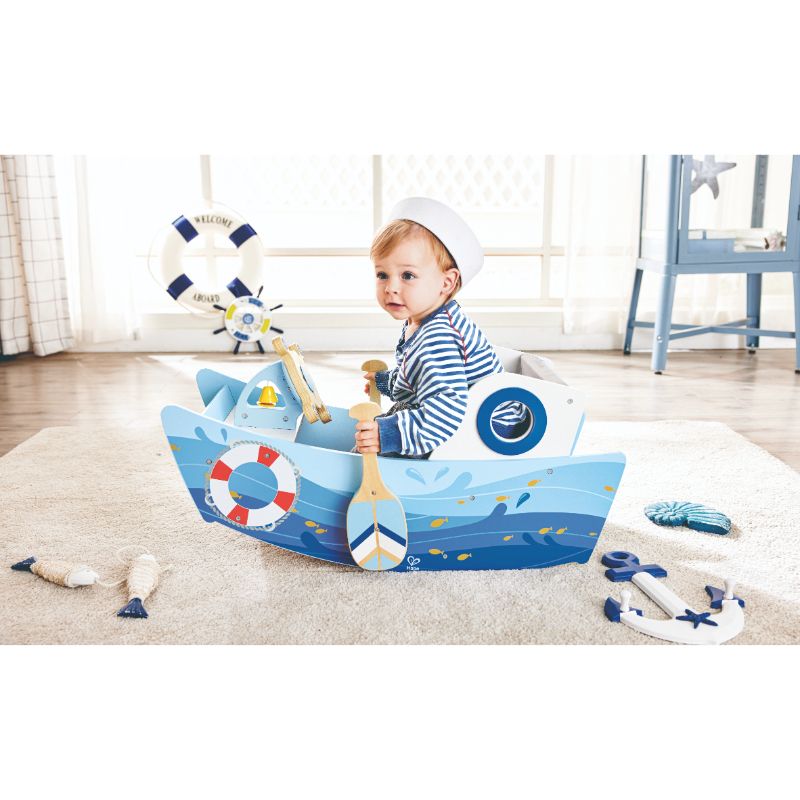 Hape - Captain's Rocking Boat Ride-On Toy - Blue