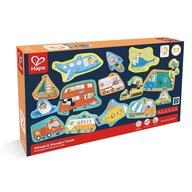 Hape - Wheels & Wonders Puzzle - 60 pcs