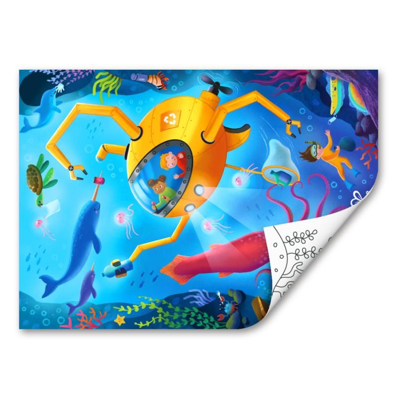 Hape - Ocean Rescue Double Sided Coloring Jigsaw Puzzle - 48pcs