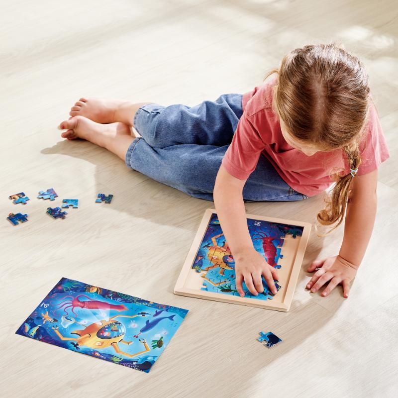 Hape - Ocean Rescue Double Sided Coloring Jigsaw Puzzle - 48pcs