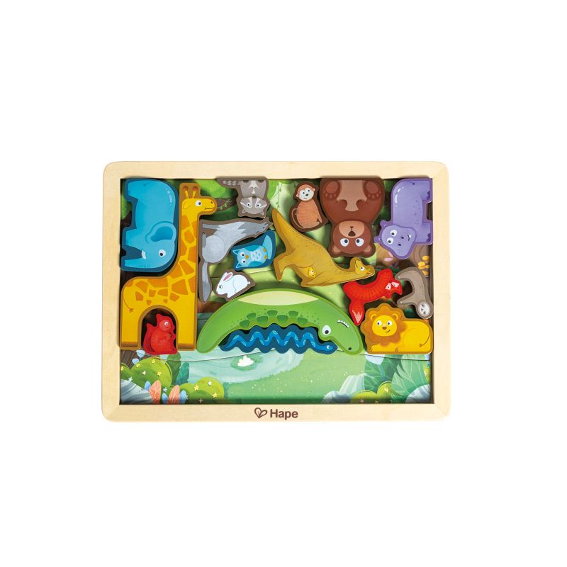 Hape - 2-In-1 3D Animal Kingdom Jigsaw Puzzle - 22 Pcs