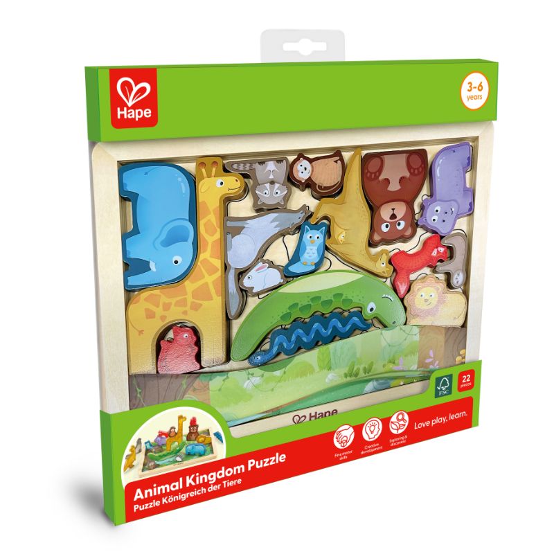 Hape - 2-In-1 3D Animal Kingdom Jigsaw Puzzle - 22 Pcs