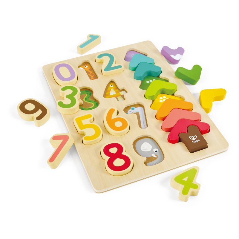 Hape - Colours And Numbers Educational Wooden Puzzle - 21 Pcs