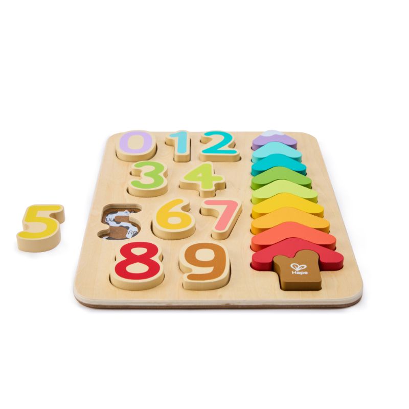 Hape - Colours And Numbers Educational Wooden Puzzle - 21 Pcs