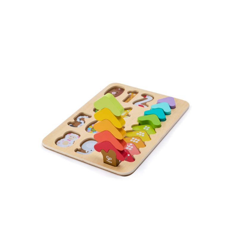 Hape - Colours And Numbers Educational Wooden Puzzle - 21 Pcs