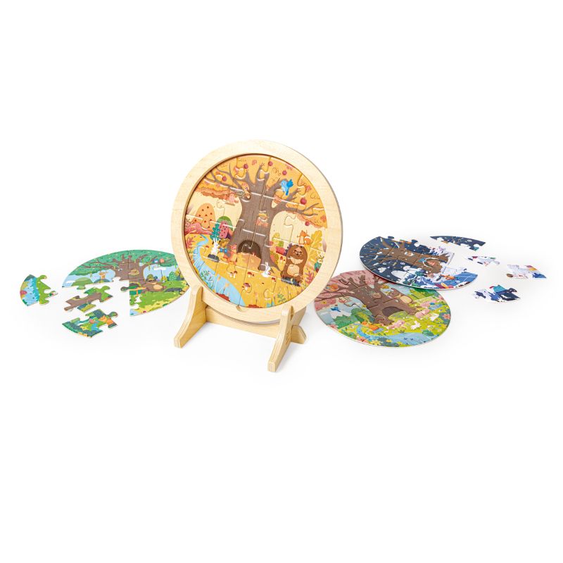 Hape - 4 Seasons Layer Educational Puzzle With Stand - 25 Pcs