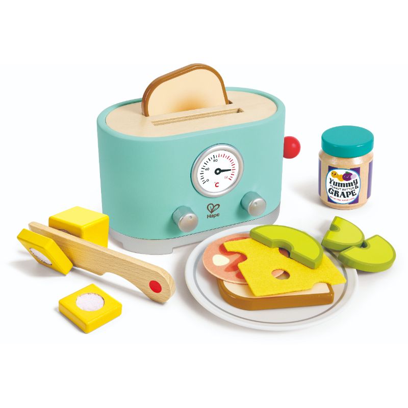 Hape - Ding & Pop-up Toaster Wooden Playset With Accessories 15-Piece Set