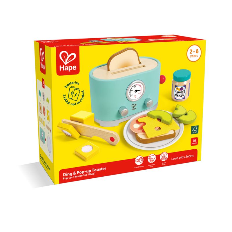 Hape - Ding & Pop-up Toaster Wooden Playset With Accessories 15-Piece Set