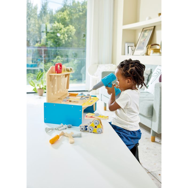 Hape - Little Engineer's Wooden Workbench With Accessories 51-Piece Set