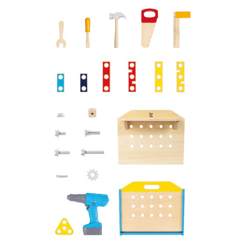 Hape - Little Engineer's Wooden Workbench With Accessories 51-Piece Set