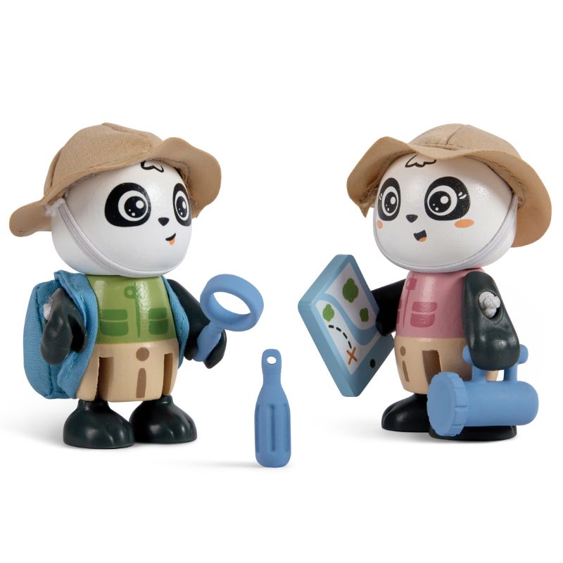 Hape - Sam And Pam Panda Figure Role Play With Accessories - 9 Pcs