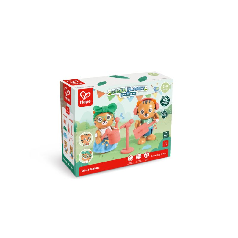 Hape - Green Planet Explorers Milo & Melody Figurine Playset - 11 Pcs