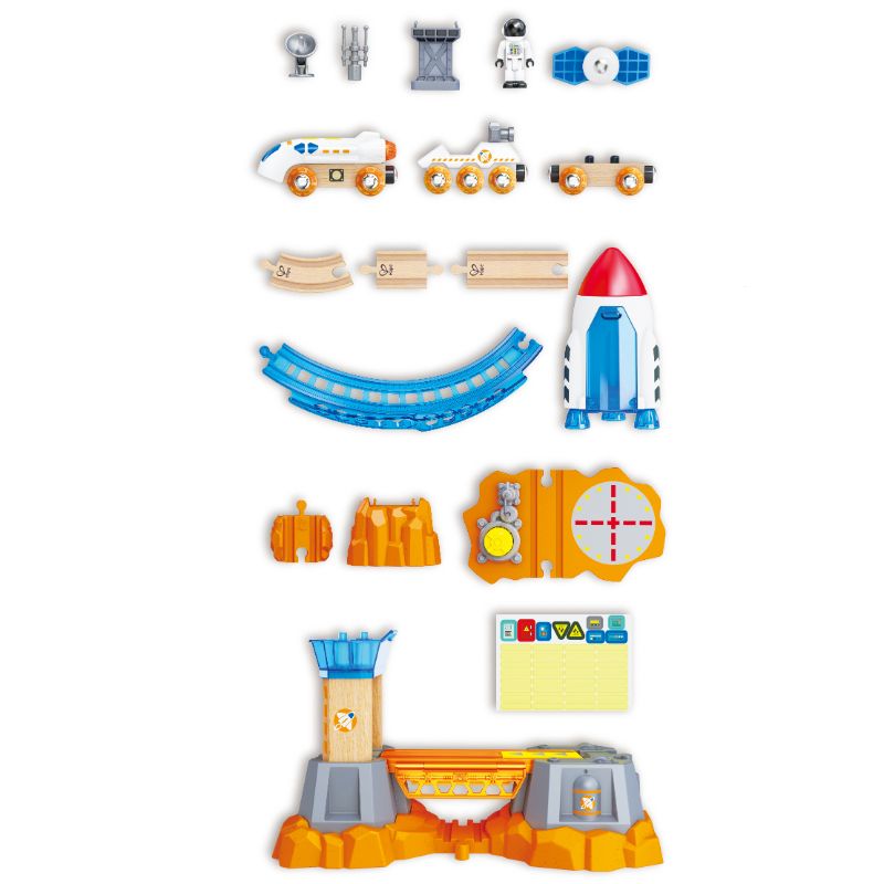 Hape - Mars Space Mission Launch Railway Train Playset - 34 Pcs