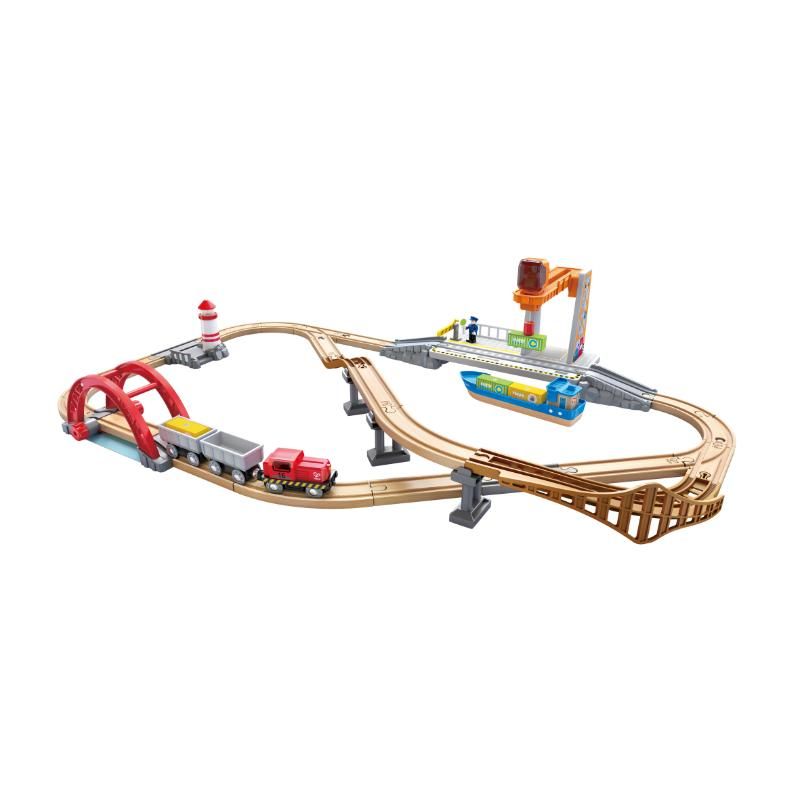 Hape - Sea & Rail Cargo Transport Train and Railway Set - 38pcs