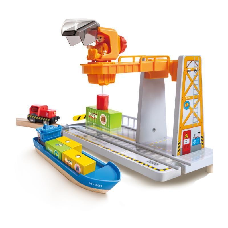 Hape - Sea & Rail Cargo Transport Train and Railway Set - 38pcs