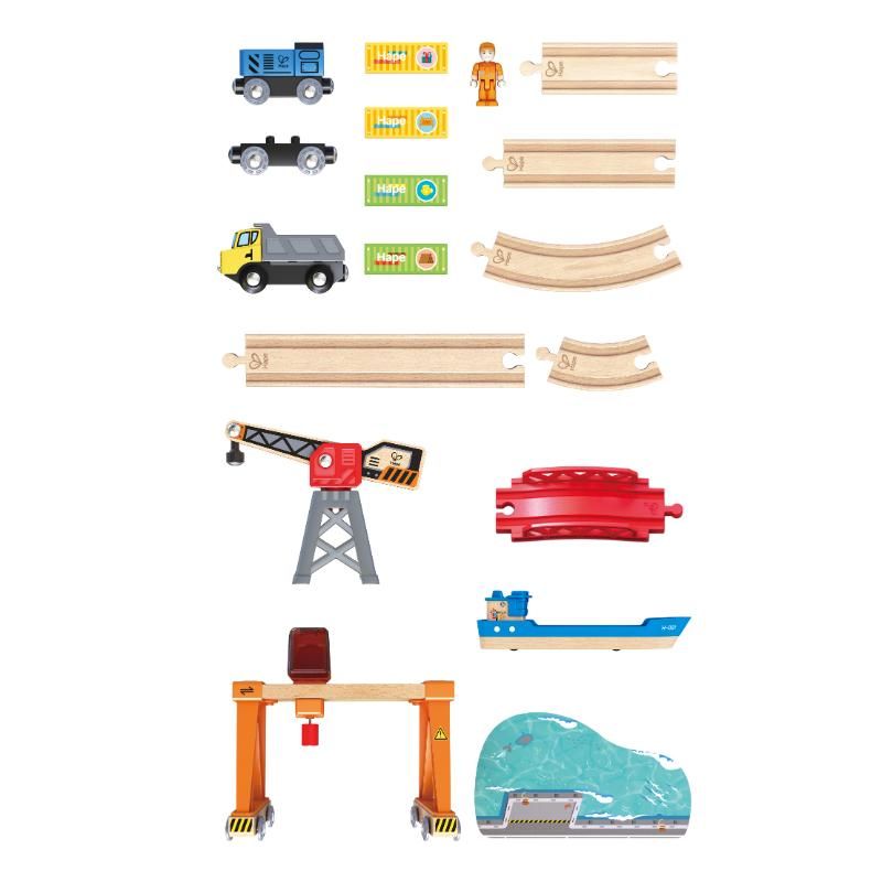 Hape - Lift & Load Harbour Train and Railway Set - 25pcs