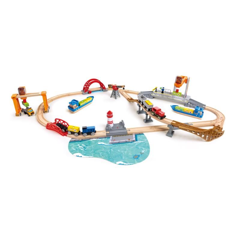 Hape - Lift & Load Harbour Train and Railway Set - 25pcs