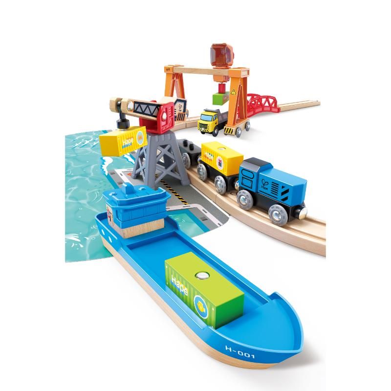 Hape - Lift & Load Harbour Train and Railway Set - 25pcs