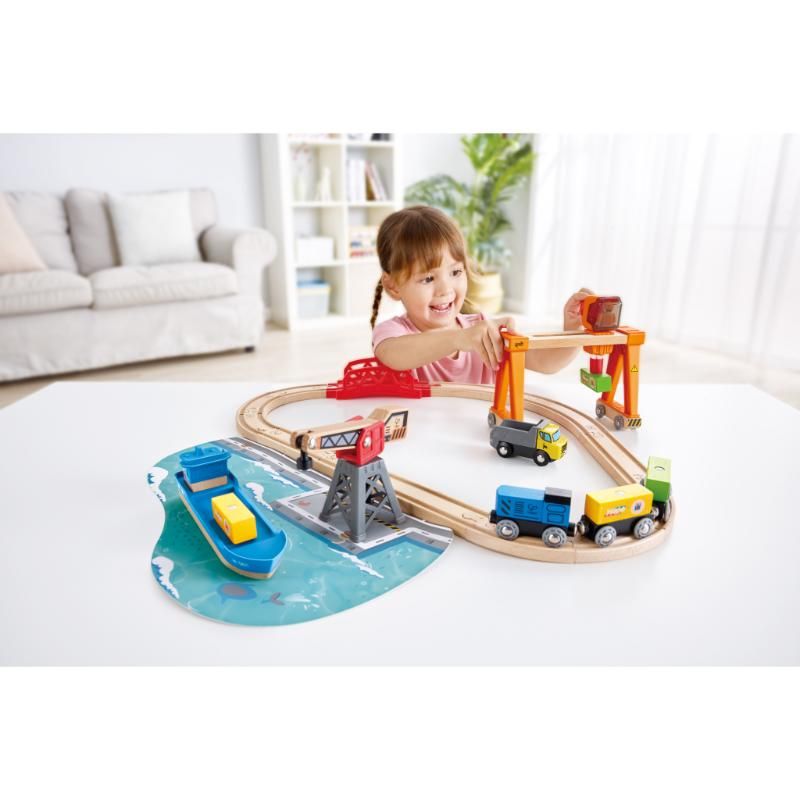 Hape - Lift & Load Harbour Train and Railway Set - 25pcs