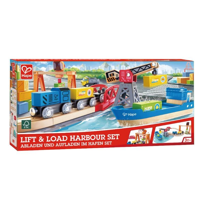 Hape - Lift & Load Harbour Train and Railway Set - 25pcs