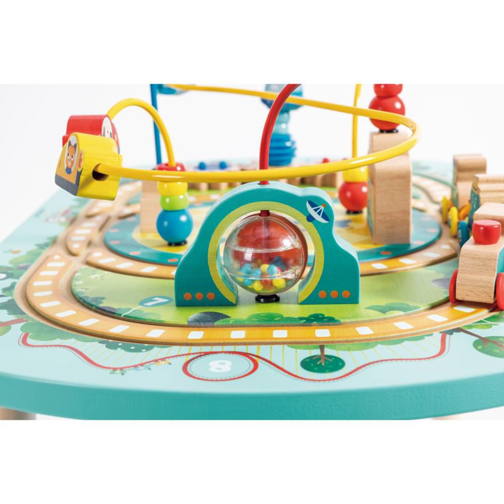 Hape - Wooden Railway Train Activity Table w/ Bead Maze- 6pcs