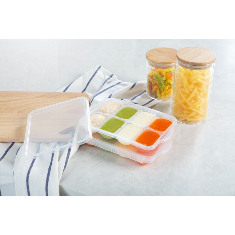 Inochi - Amori Baby Food Freezer Tray w/ Lid 8 Cubes - White