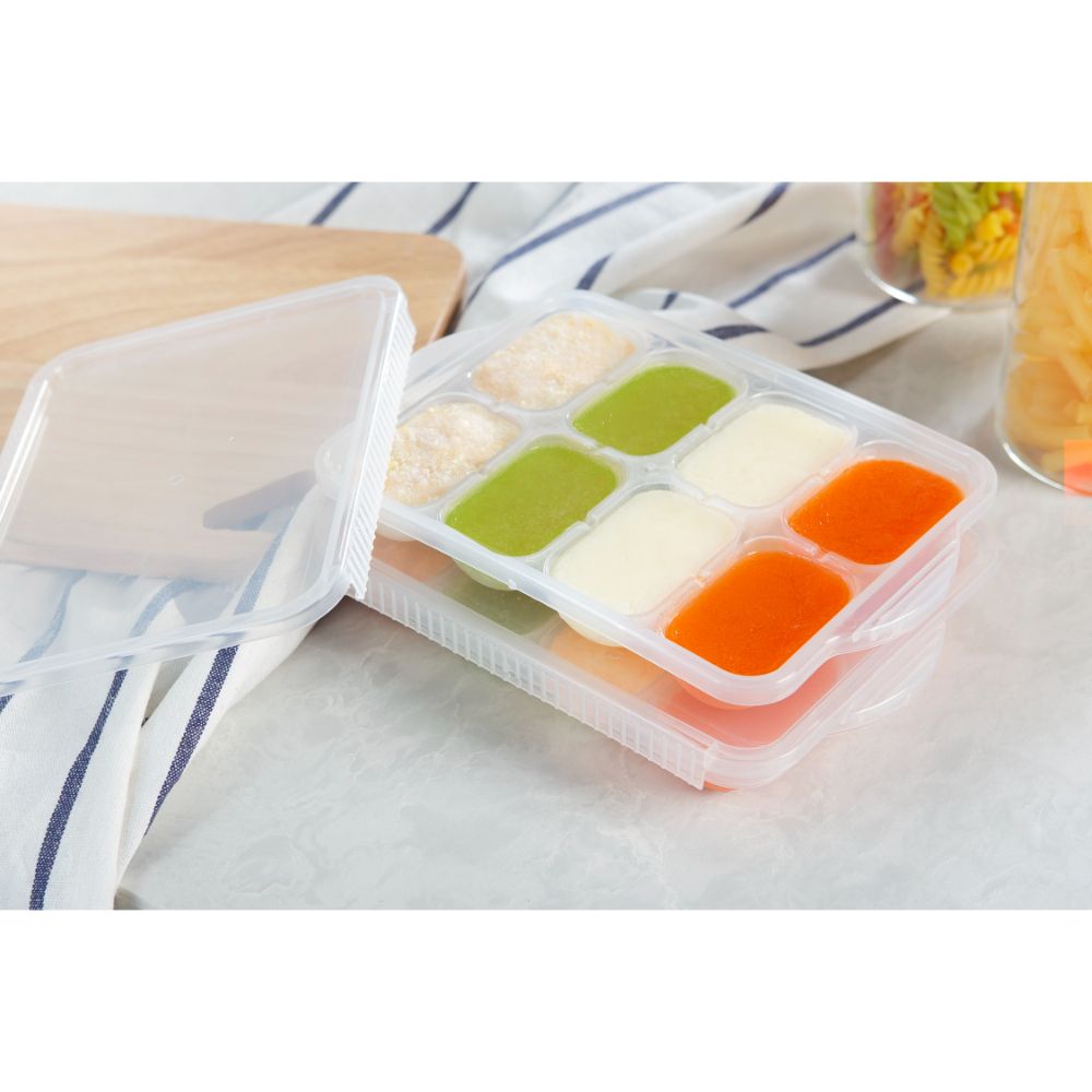 Inochi - Amori Baby Food Freezer Tray w/ Lid 8 Cubes - White