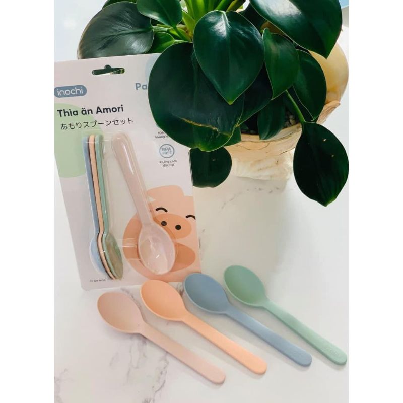 Inochi - Amori Spoons 4pc Set - Milky Orange, Light Blue, Light Pink, Tea Green