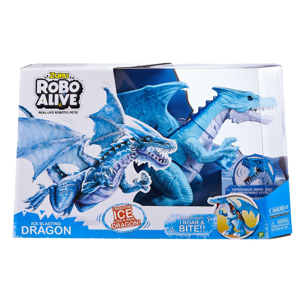 ZURU - ROBO ALIVE Robotic Series 1 - Fire Breathing Roaring Dragon - Blue