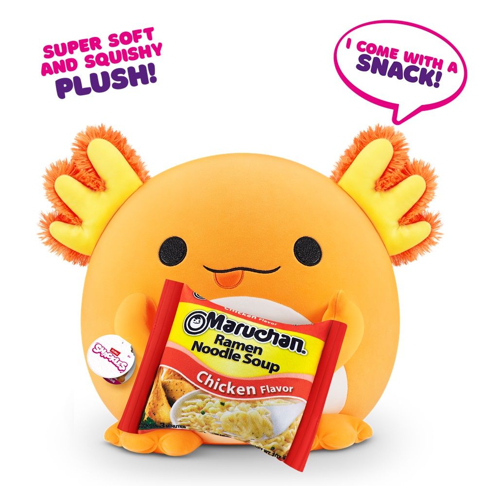 ZURU - Snackles Super Soft Plush Toy - Albie Axolotl with Maruchan Ramen - 14 Inches