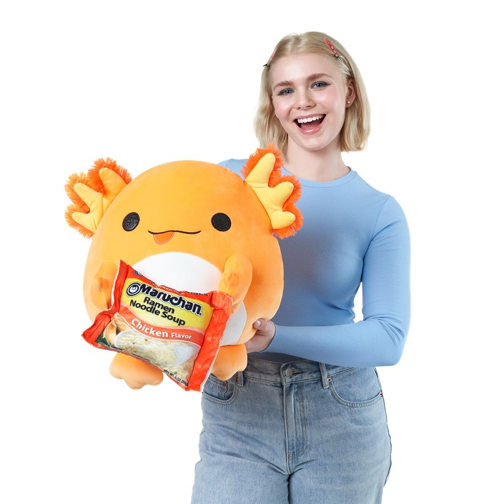 ZURU - Snackles Super Soft Plush Toy - Albie Axolotl with Maruchan Ramen - 14 Inches