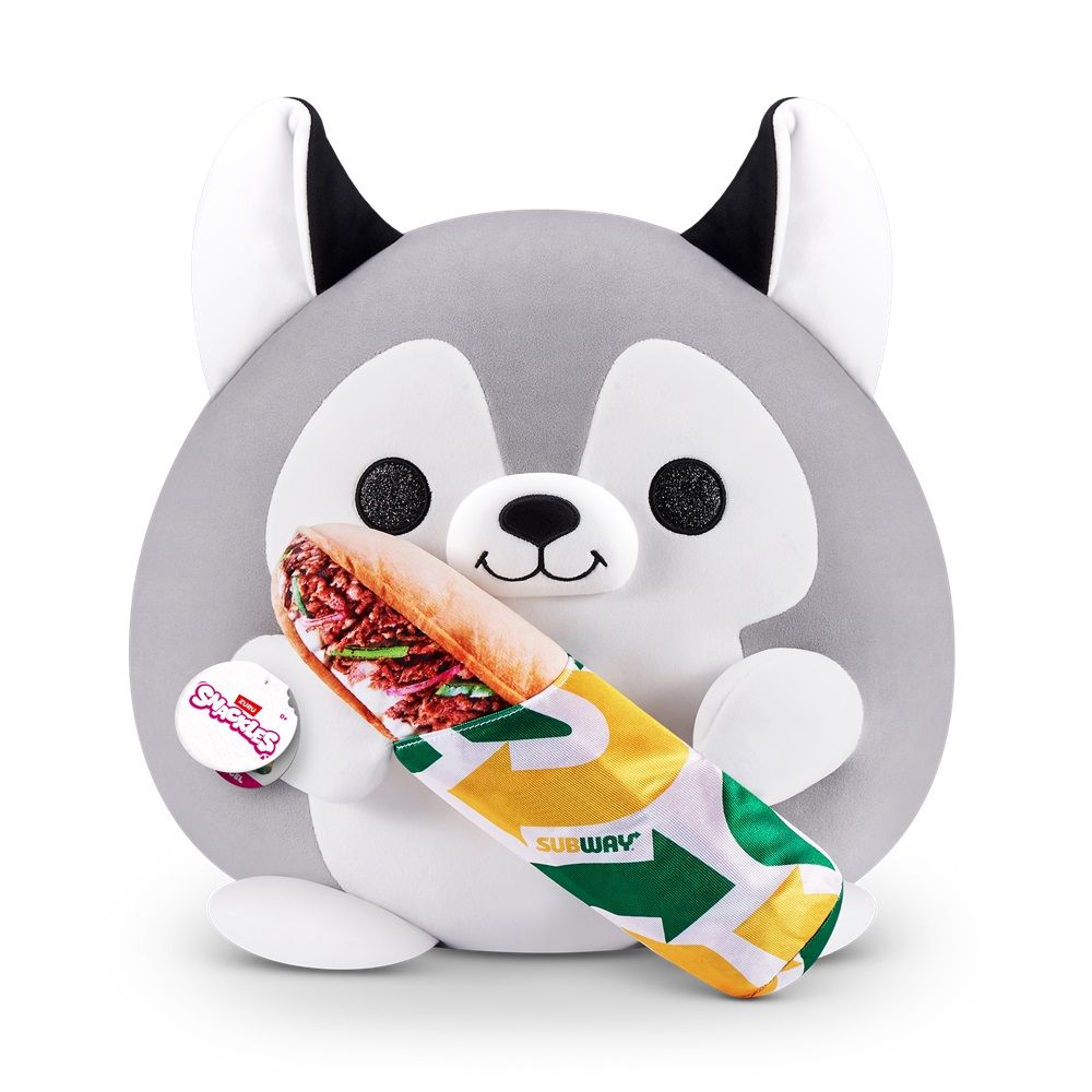 ZURU - Snackles Super Soft Plush Toy - Nancy Husky with Subway - 14 Inches