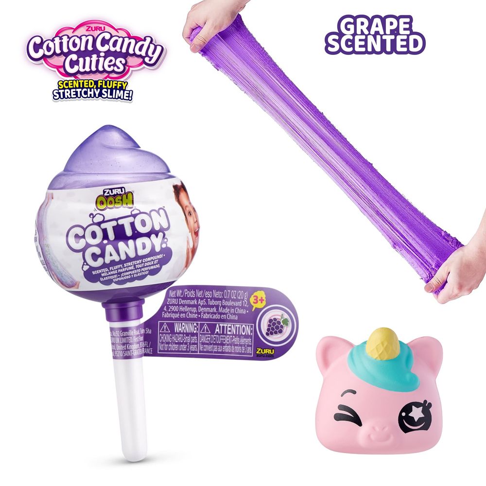 ZURU - OoSH Cotton Candy Cuties Sented, Fluffy Stretchy SLIME! Series 2 - Grape