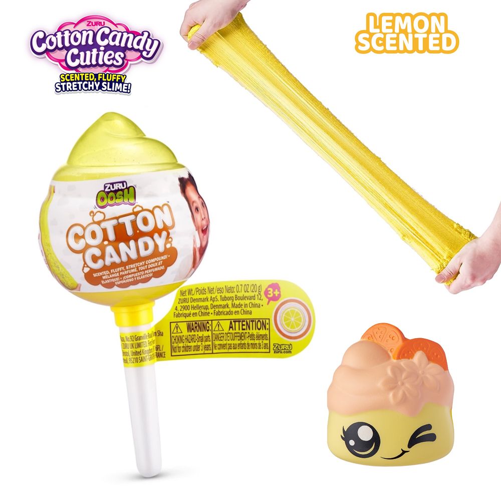 ZURU - OoSH Cotton Candy Cuties Sented, Fluffy Stretchy SLIME! Series 2 - Lemon