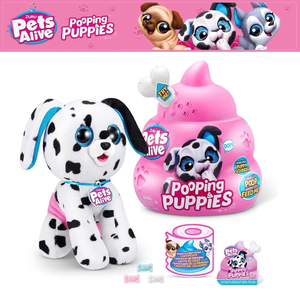 Zuru - Pets Alive Pooping Puppies Series 1 - Interactive Plush Toys - Dalmatian