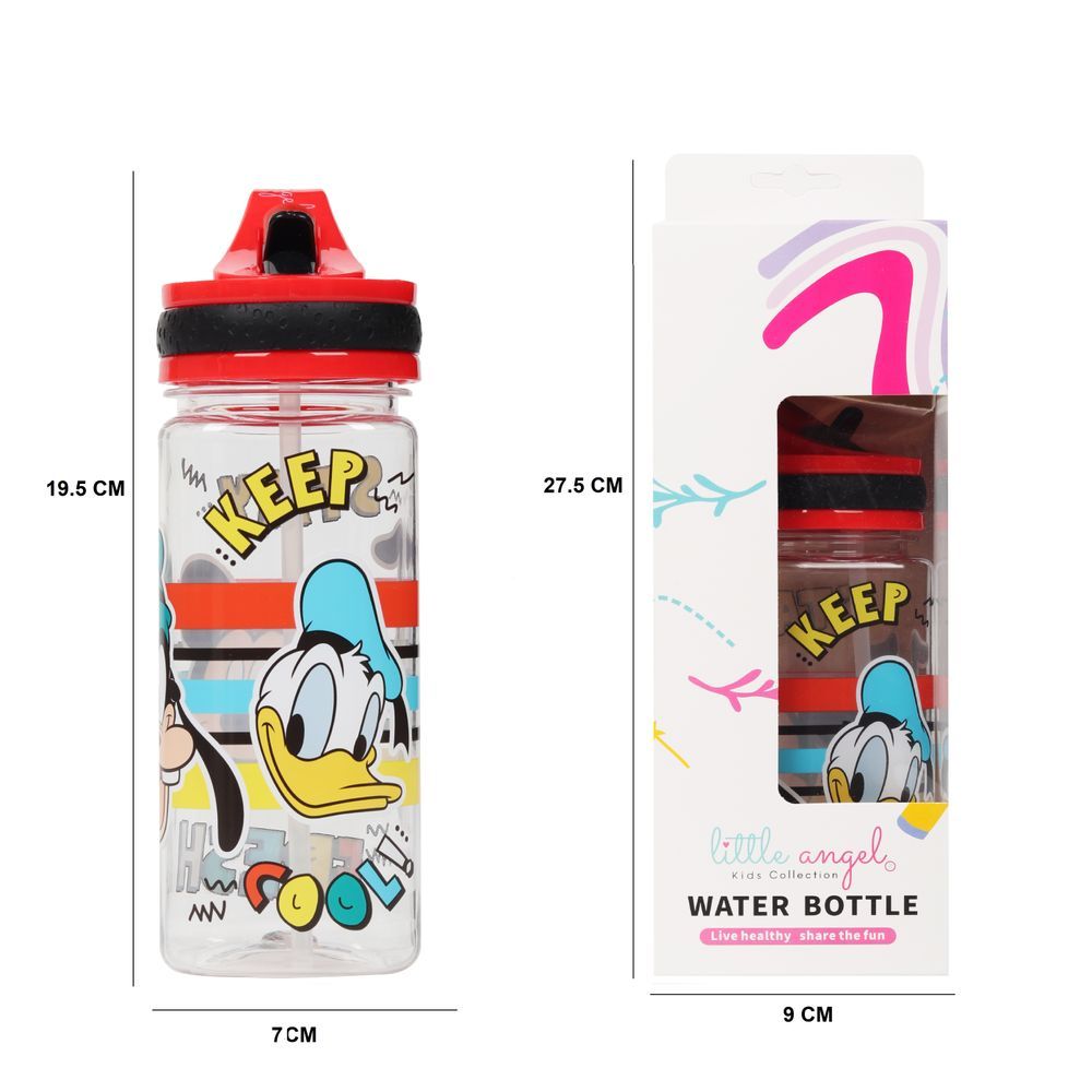 Little Angel - Kids' Donald Duck Printed Water Bottle - Red - 600 ml