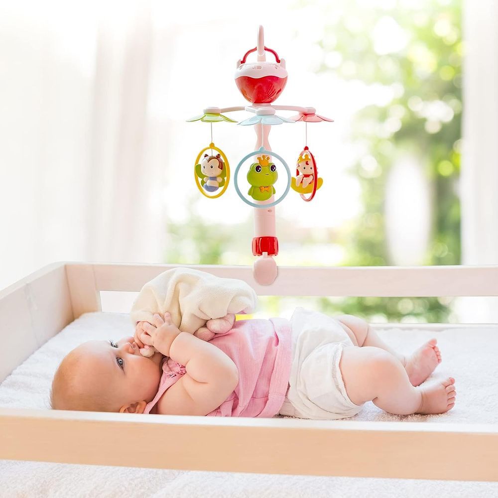 Goodway - Musical Baby Crib Mobile With Rotating Hanging Toys - Pink